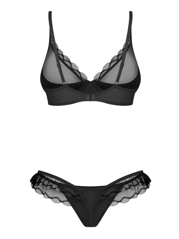 Black Lingerie Set Obsessive Stelisa — Sheer Mesh