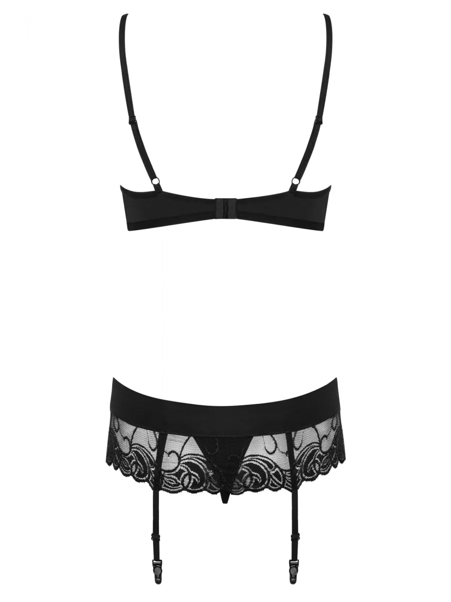 Black Lingerie Set Obsessive Wonderia — 3-Piece Lace