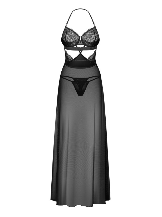 Schwarzes Lingerie-Chemise Obsessive Iliosa — Elegante Spitze