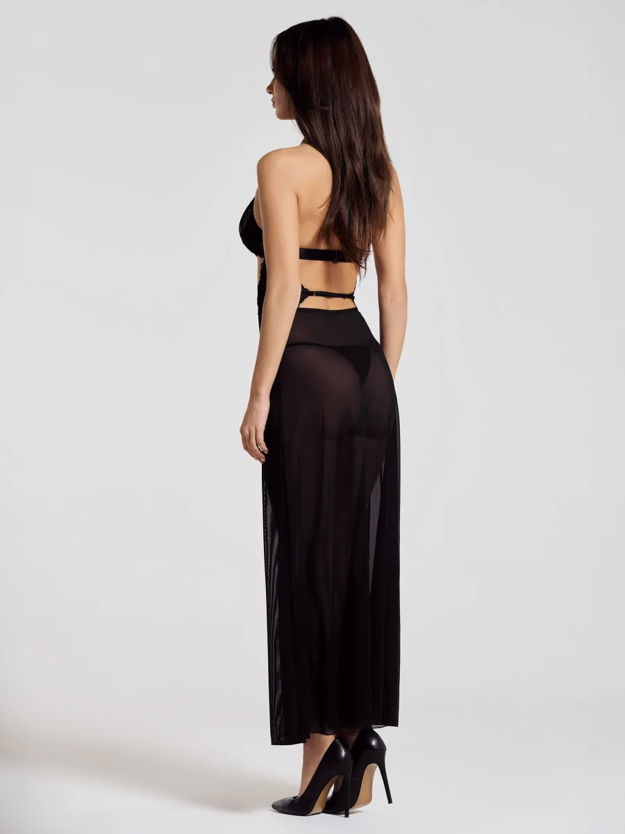 Schwarzes Lingerie-Chemise Obsessive Iliosa — Elegante Spitze