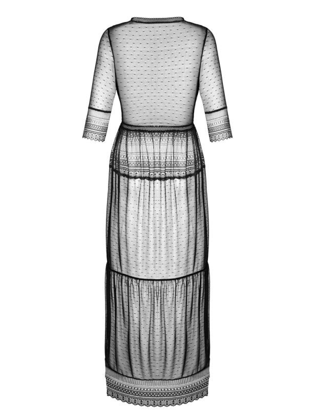 Obsessive Estiqua Transparenter Maxi-Kimono mit Spitzenbesatz