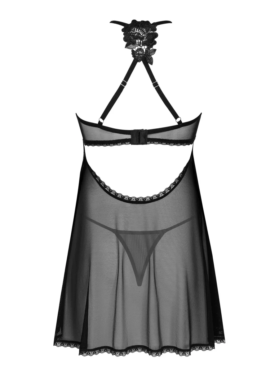 Black Mesh Babydoll Obsessive Latinesa — Lace Back