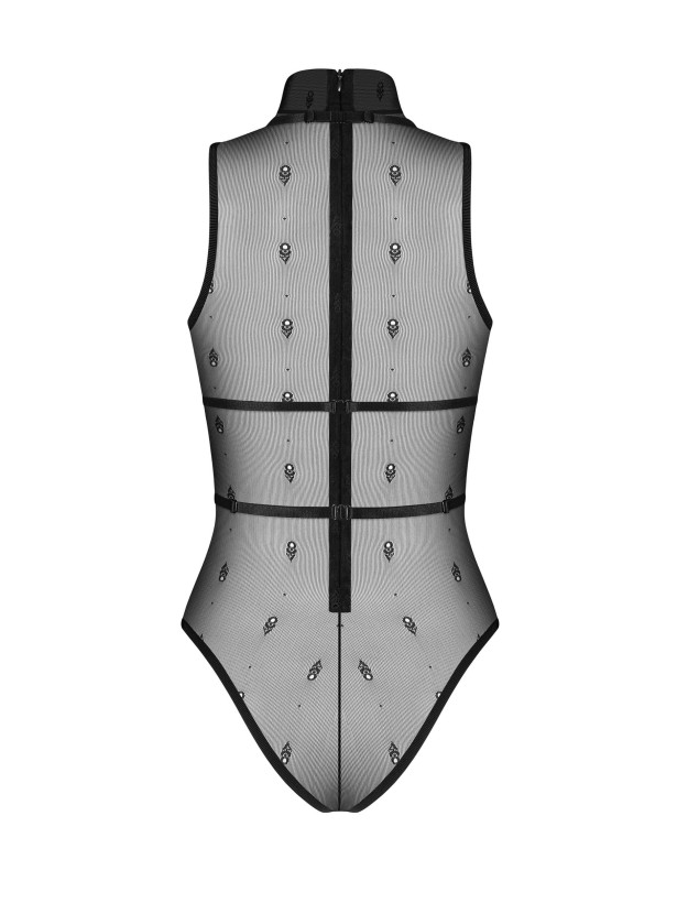 Black Mesh Bodysuit Obsessive Exquisite Anniverse — Harness