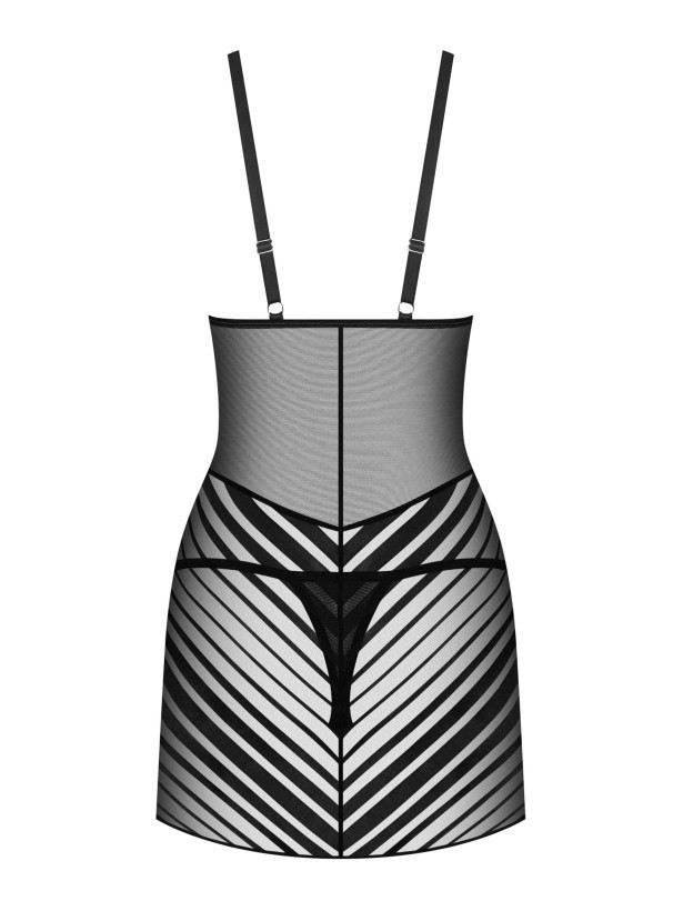 Schwarzes Netz-Chemise Lune Bellis — Gestreiftes Set