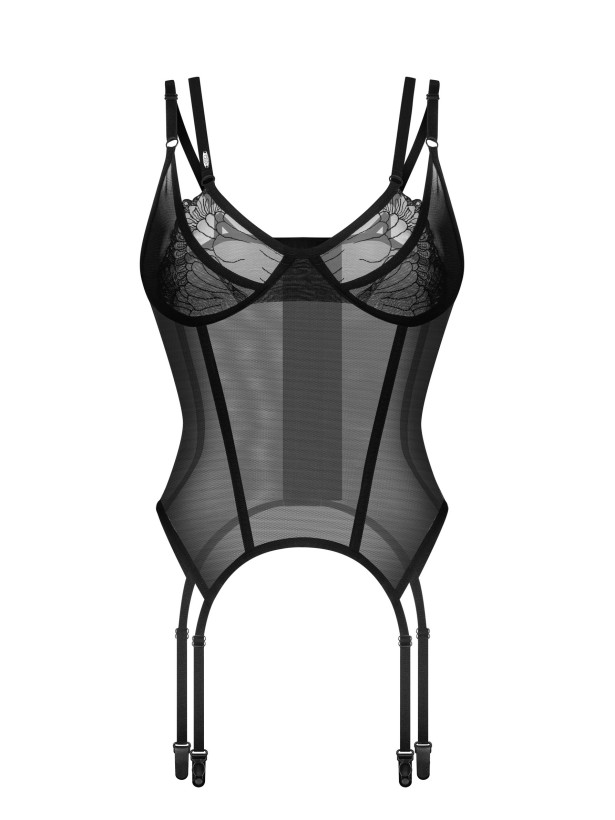 Black Mesh Corset Obsessive Arrowel — Slimming Fit