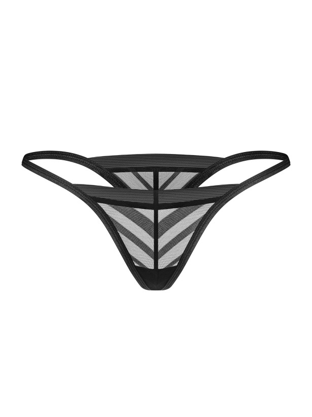 Black Mesh Thong Obsessive Exquisite Lune Bellis — Graphic Stripes
