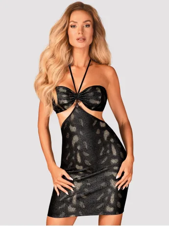 Black Mini Dress Obsessive Vivianty — Snake Print