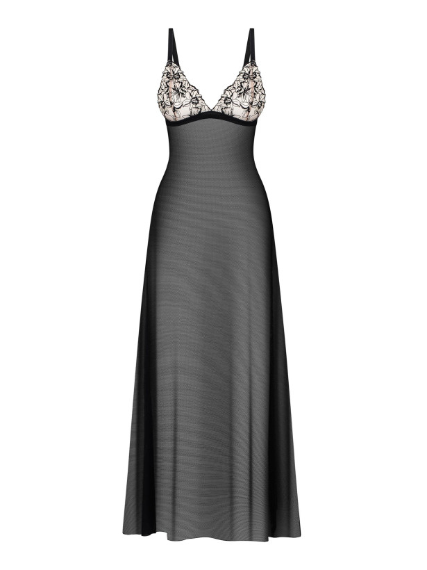 Black Nightgown Obsessive Exquisite Vila Blanes — Floral Lace