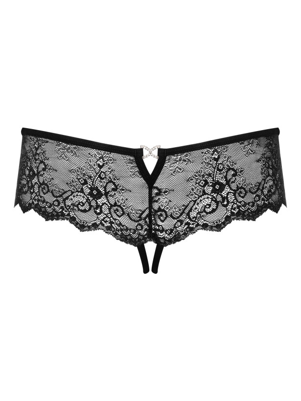 Black Open Crotch Panties Obsessive Merossa — Lace