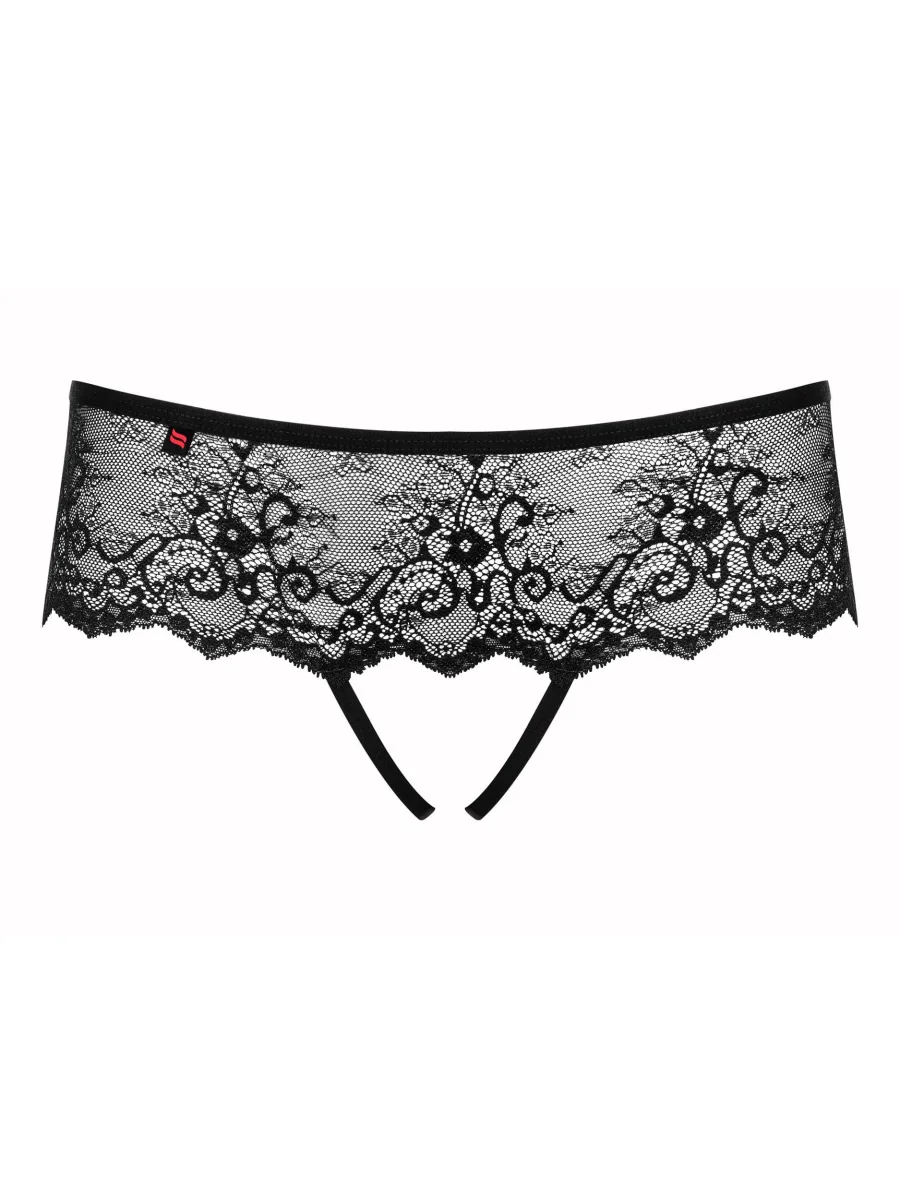 Black Open Crotch Panties Obsessive Merossa — Lace