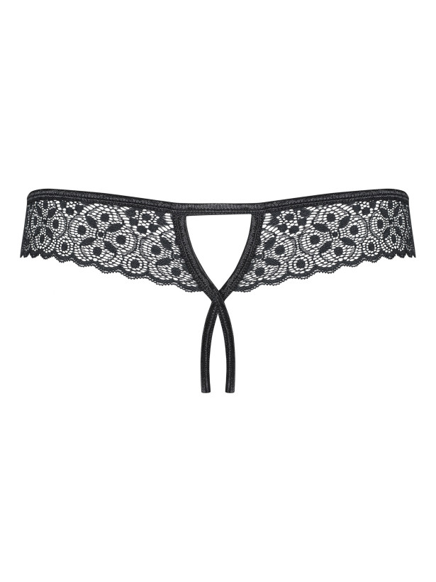 Black Open Crotch Thong Obsessive Shibu — Lace Lingerie