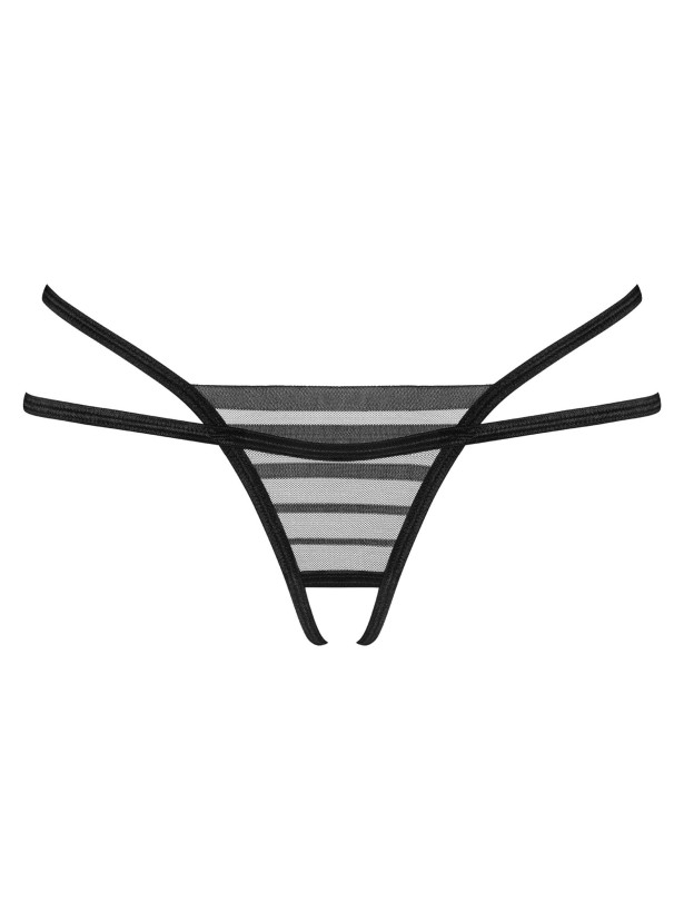 Black Open Thong Obsessive Exquisite Lune Bellis — Double Straps