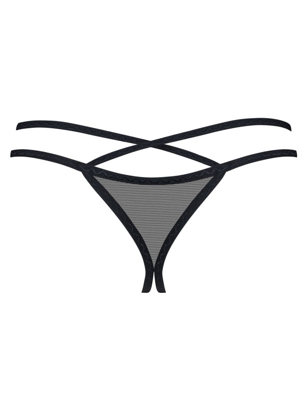Black Open Thong Obsessive Exquisite Vila Blanes — Floral Embroidery