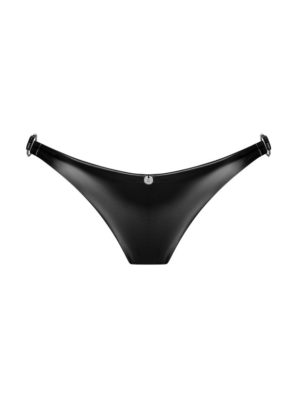 Obsessive Viranes Panties: Schwarze Slips in Wet-Look-Optik mit Metallic-Akzenten