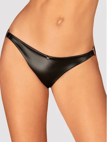 Obsessive Viranes Panties: Schwarze Slips in Wet-Look-Optik mit Metallic-Akzenten