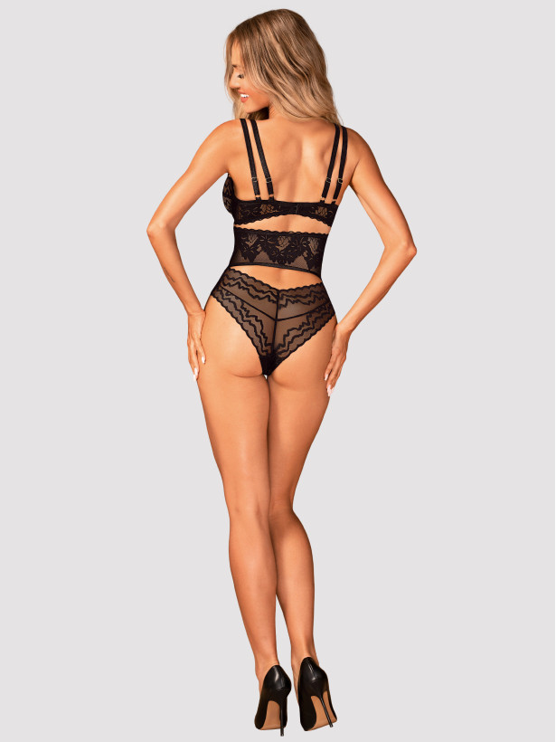 Obsessive Arienna Hochgeschnittener transparenter schwarzer Slip