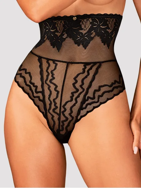 Obsessive Arienna Hochgeschnittener transparenter schwarzer Slip