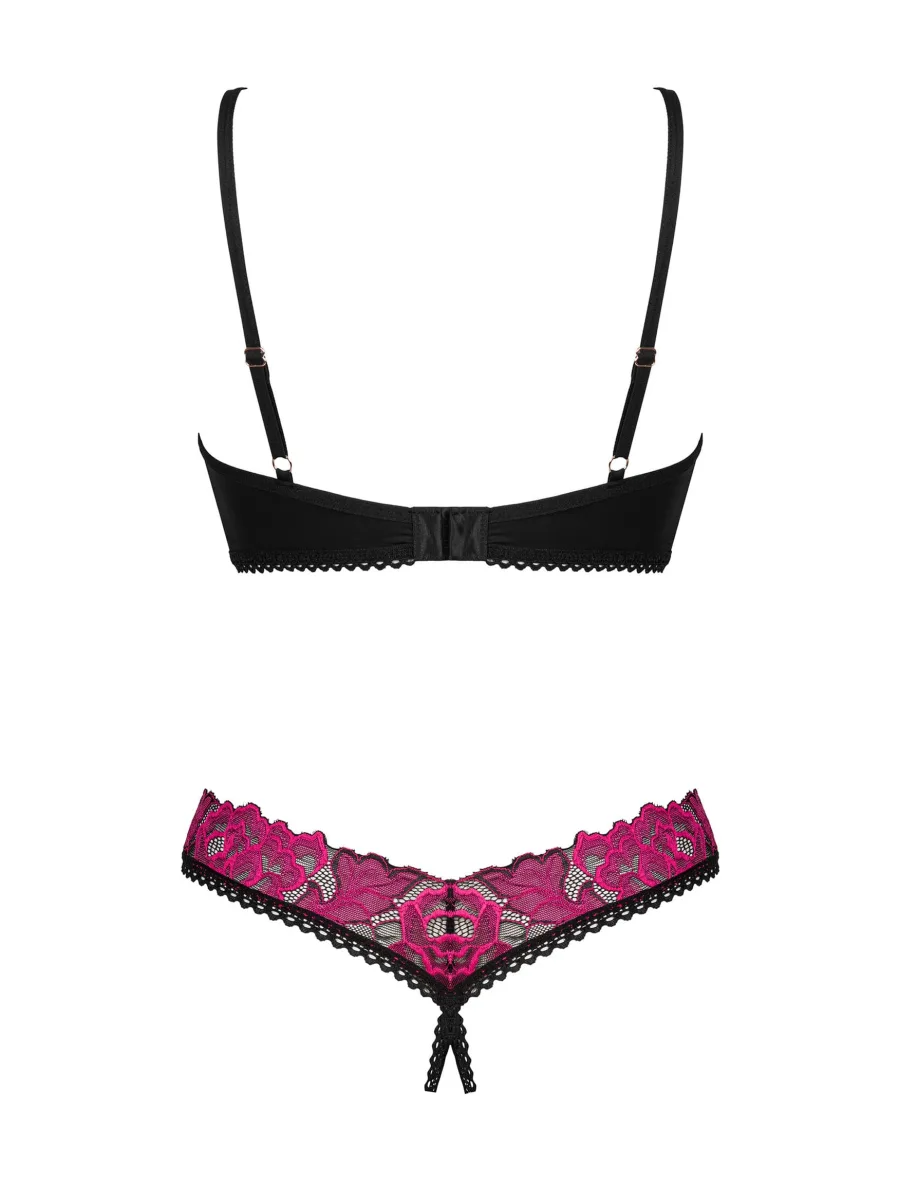 Black Pink Set Obsessive Rosenty — Open Thong