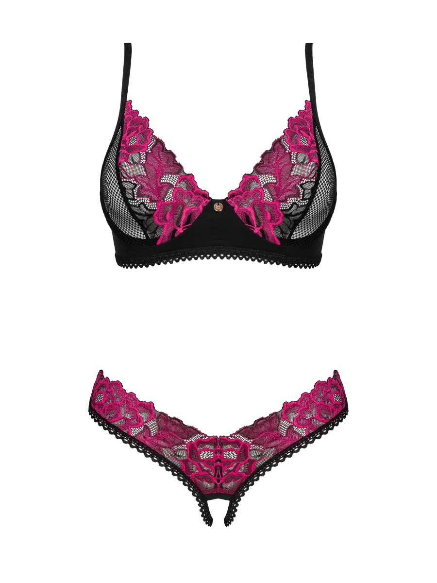 Black Pink Set Obsessive Rosenty — Open Thong