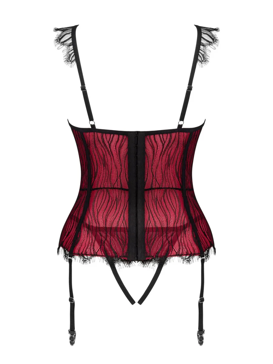 Black Red Corset Obsessive Denissa — Cupless Set