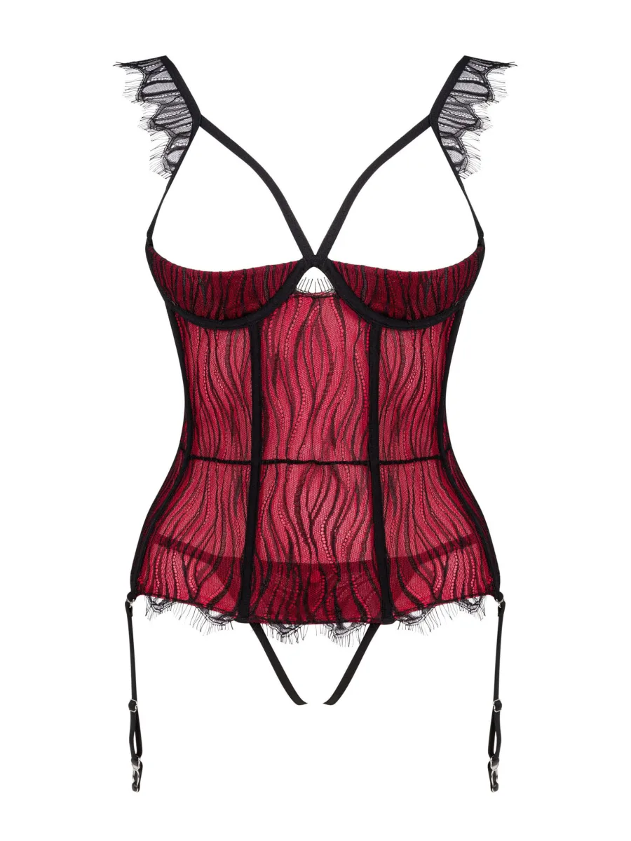 Black Red Corset Obsessive Denissa — Cupless Set