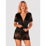 Black Satin Robe Obsessive Maderris — Elegant Lace Trim