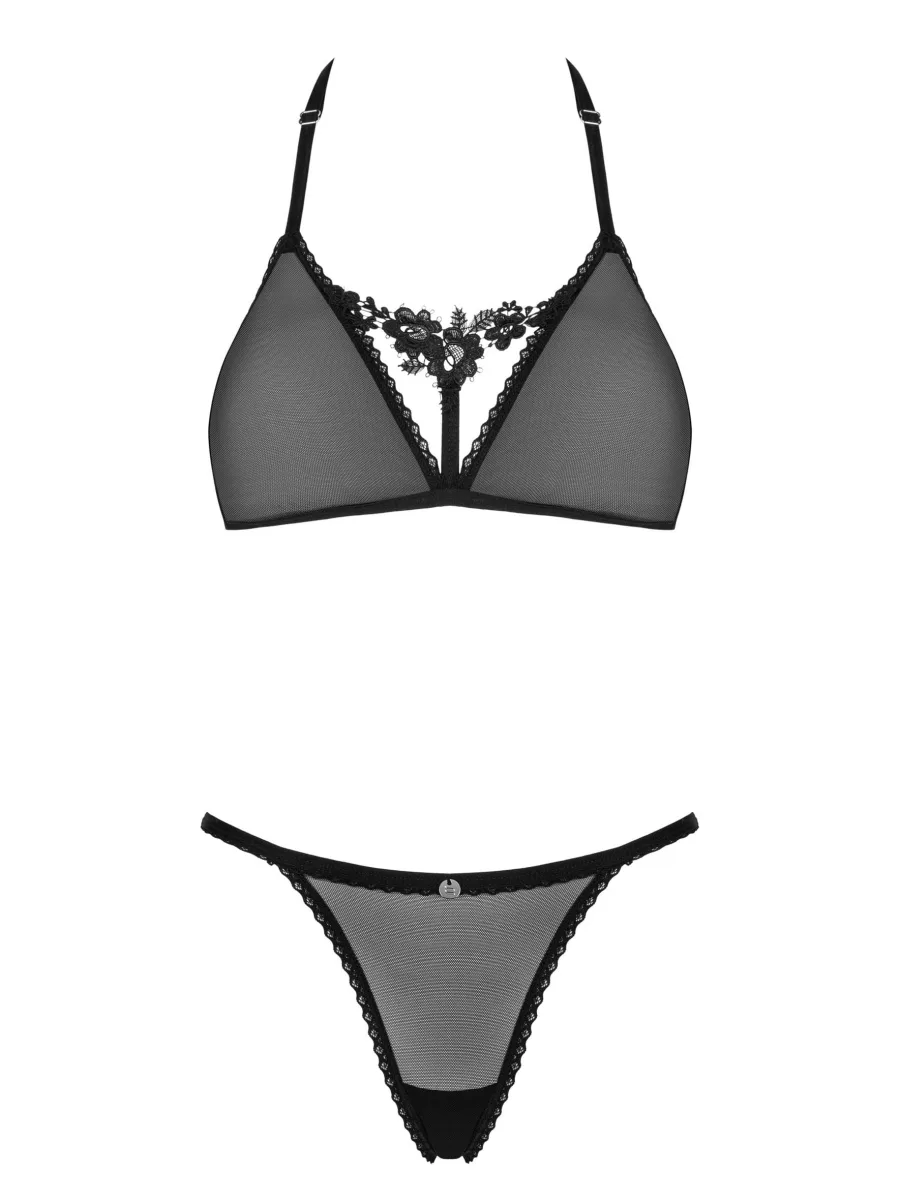 Obsessive Celia Noir Schwarzes transparentes Dessous-Set