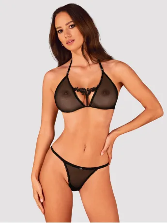 Obsessive Celia Noir Schwarzes transparentes Dessous-Set