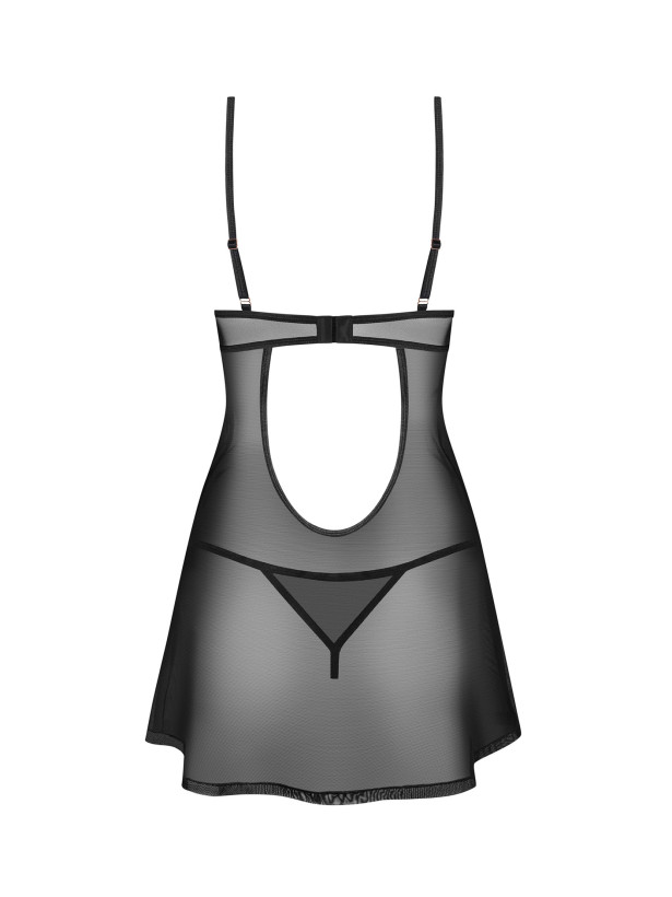 Schwarzes transparentes Nachthemd mit String Obsessive Euridia