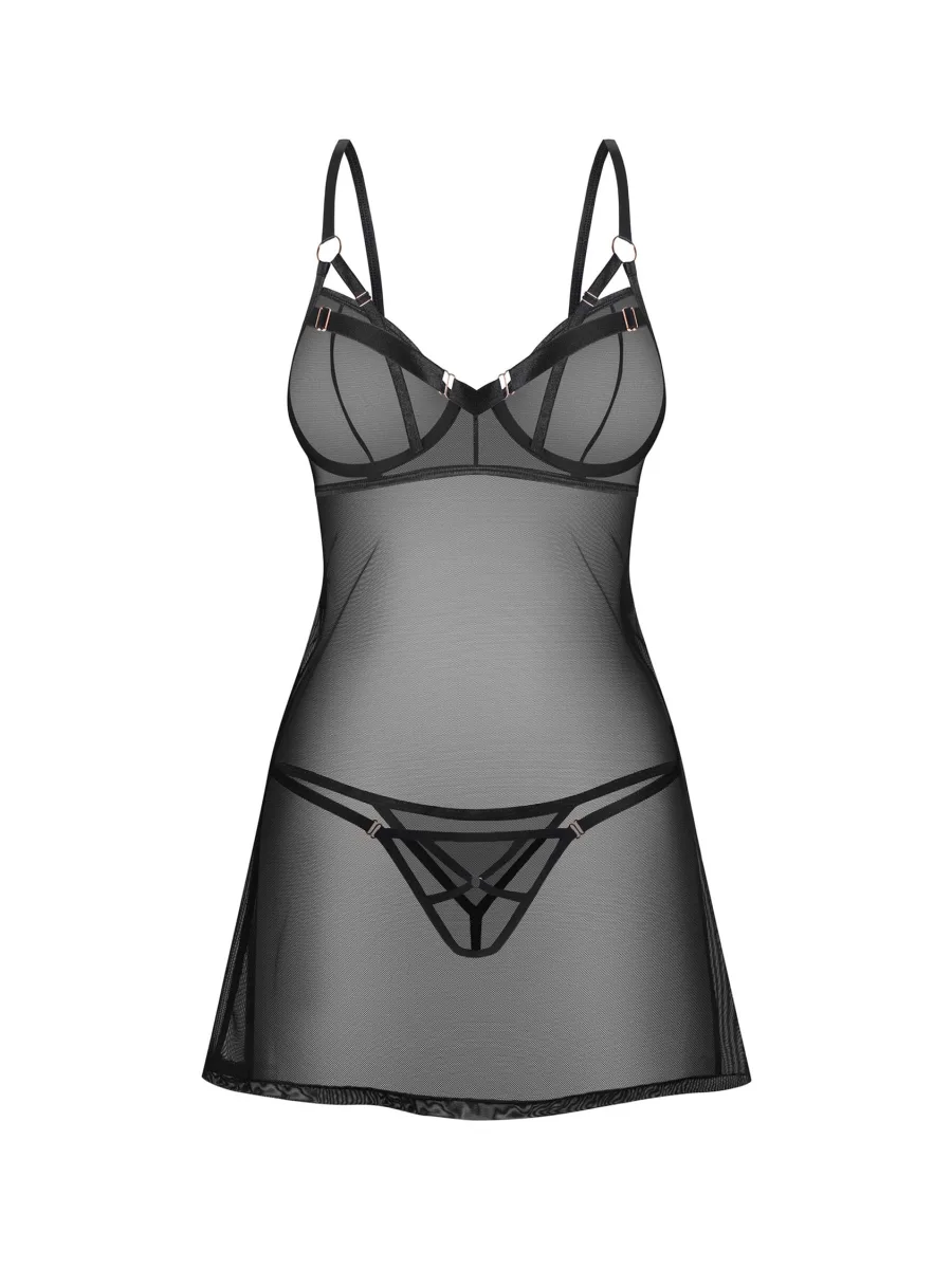Black Sheer Chemise Obsessive Euridia — Underwired