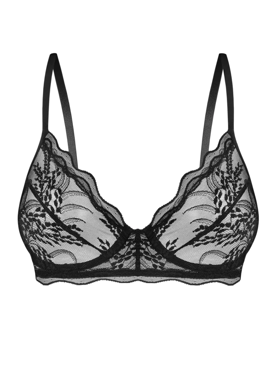 Black Soft Cup Bra Obsessive Exquisite Perisia — Organic Lace