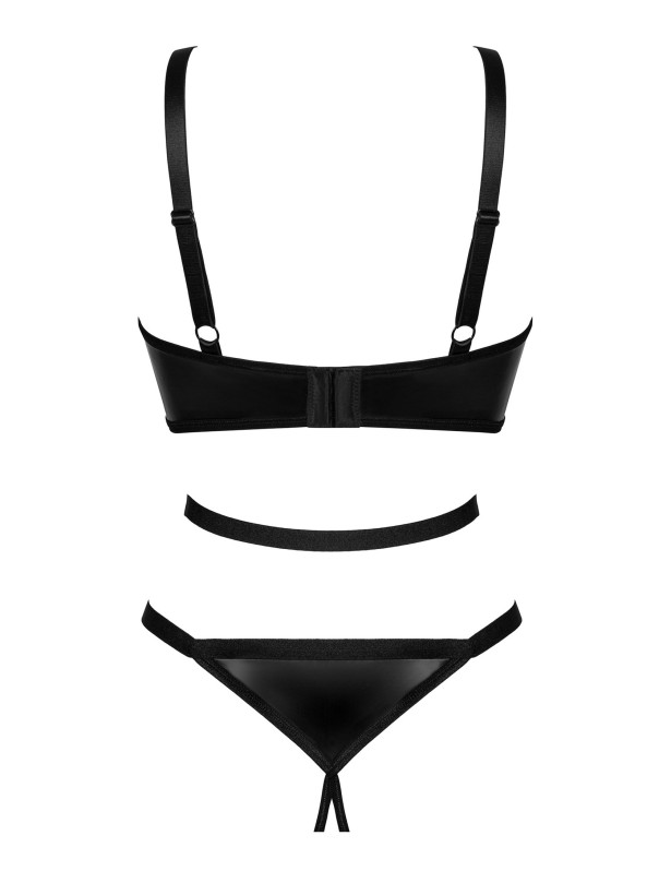 Obsessive Armares Ouvert-Body aus Kunstleder mit offenen Cups