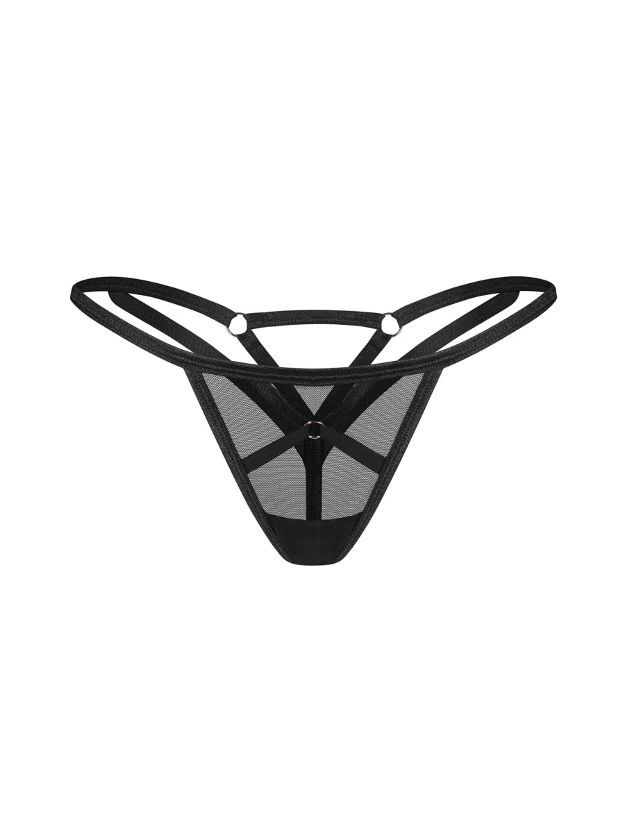 Black Thong Obsessive Euridia — Geometric Straps