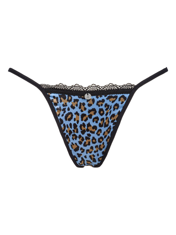 Blue Animal Print Thong Obsessive Nadines — Sexy Lace