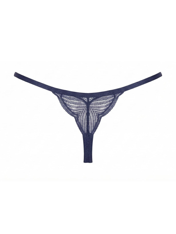 Blue Thong Obsessive Exquisite Magda Pieczonka Blue — Sheer Mesh