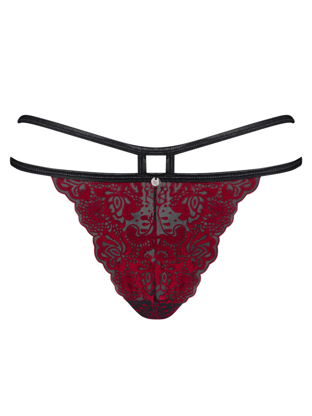 Burgundy Lace Panties Obsessive Sugestina — Strappy Tanga