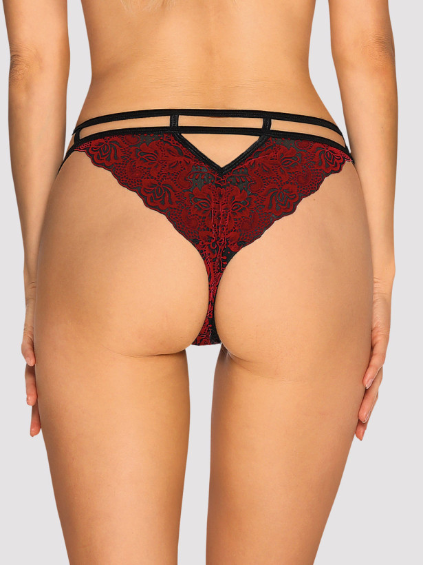 Burgundy Lace Panties Obsessive Sugestina — Strappy Tanga