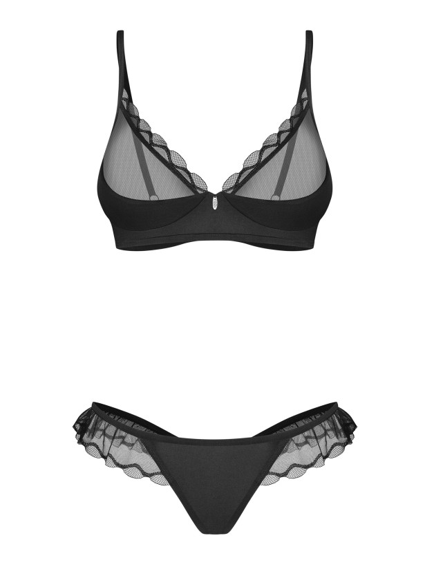 Black Lingerie Set Obsessive Stelisa — Sheer Mesh