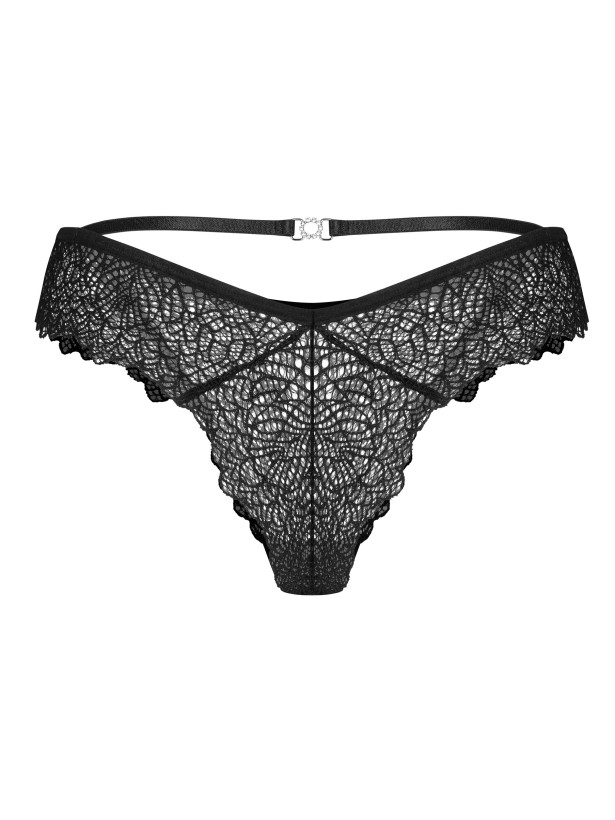 Black Lace Thong Obsessive Iliosa — Decorative Clasp