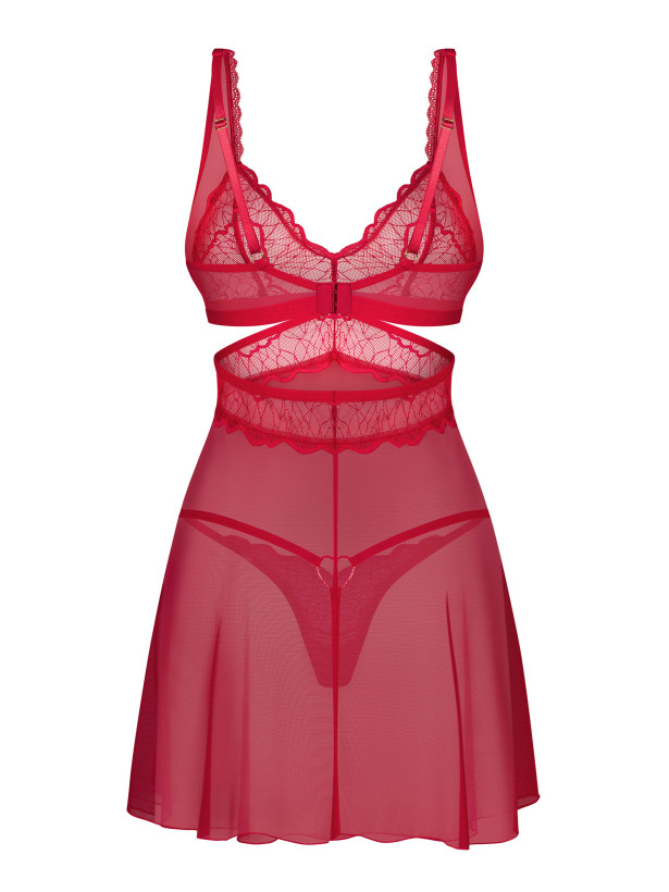 Red Babydoll Set Obsessive Cupide Desir — Lace Lingerie