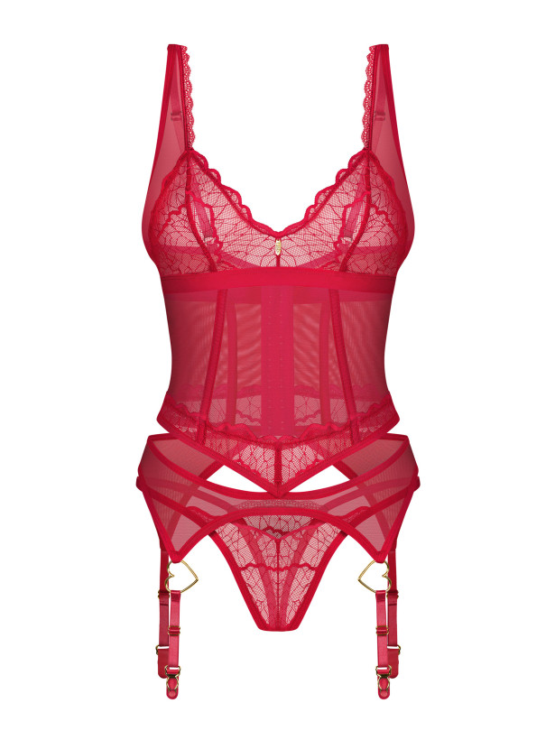 Red Corset Set Obsessive Cupide Desir — Lace