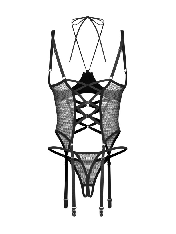 Black Corset Set Obsessive Dominna — Open Cups