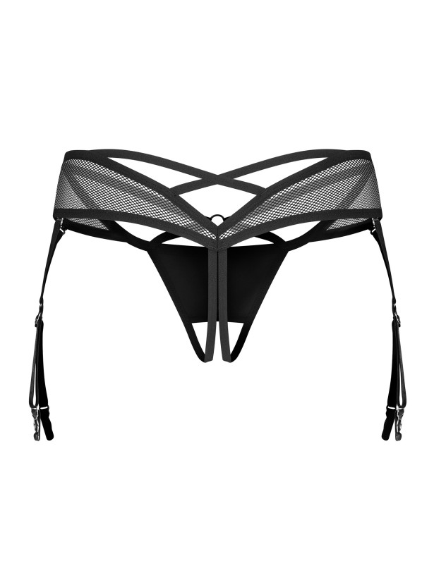 Black Open Thong Obsessive Dominna — Faux Leather