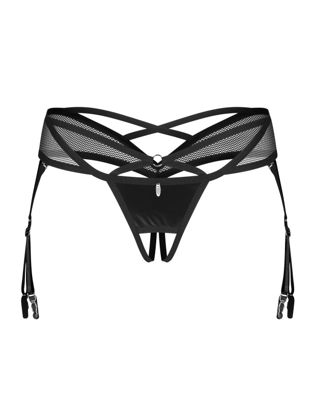 Black Open Thong Obsessive Dominna — Faux Leather