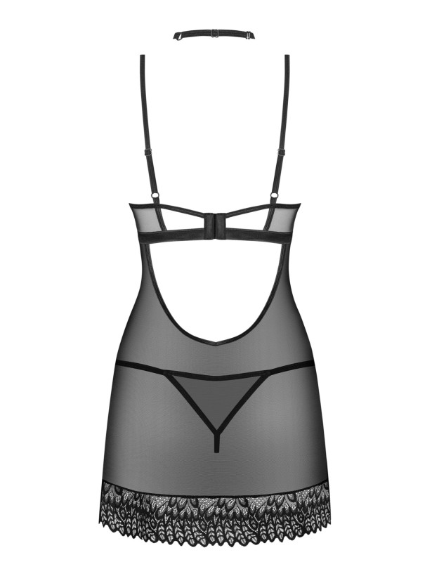 Black Sheer Chemise Thong and Choker Obsessive Donarella