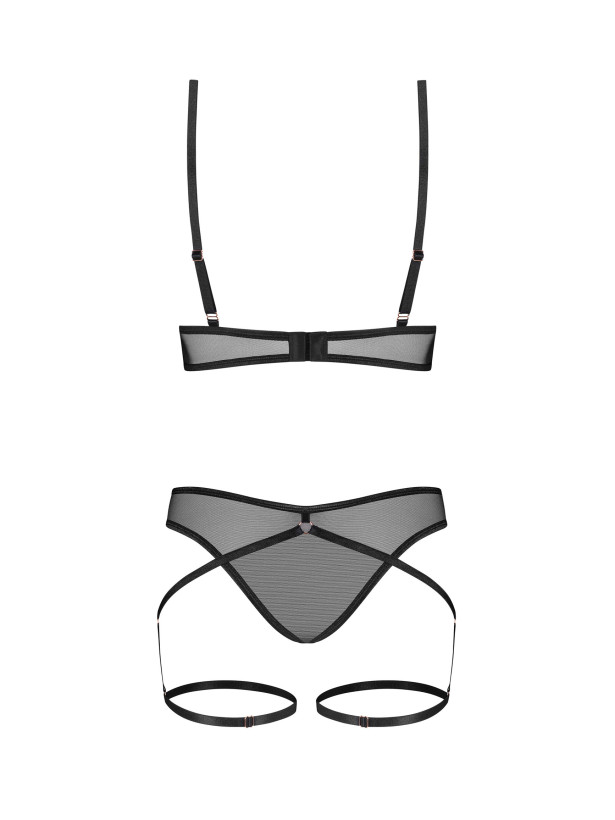 Schwarzes Lingerie-Set mit Pasties und Hüft-Riemchen Obsessive Euridia