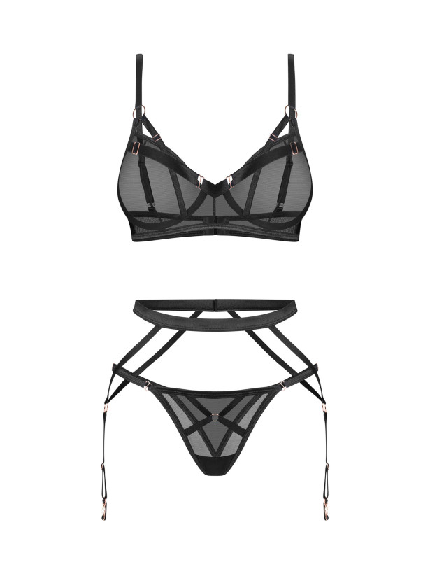 Black Lingerie Set Obsessive Euridia — Sheer Mesh