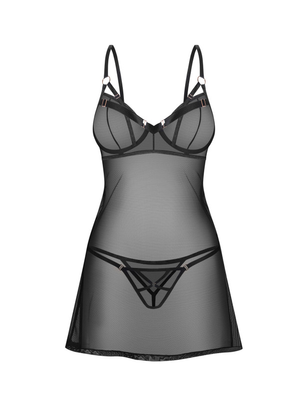 Black Sheer Chemise Obsessive Euridia — Underwired