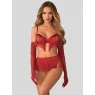 Fringe Open Cup Crotchless 4-Piece Set with Gloves Obsessive Rossay Red