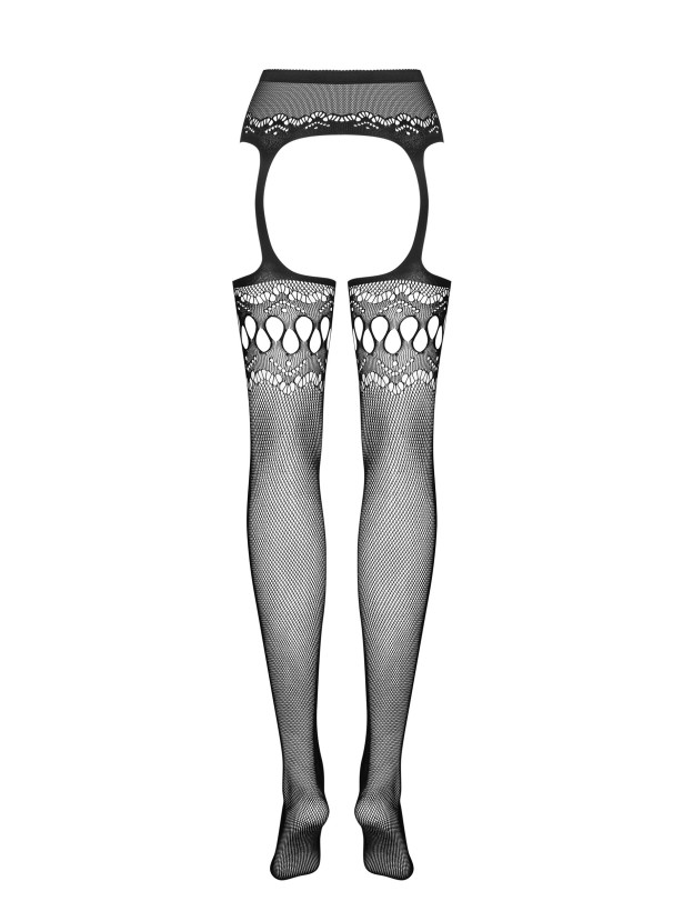 Black Garter Stockings Obsessive S214 — Open Crotch